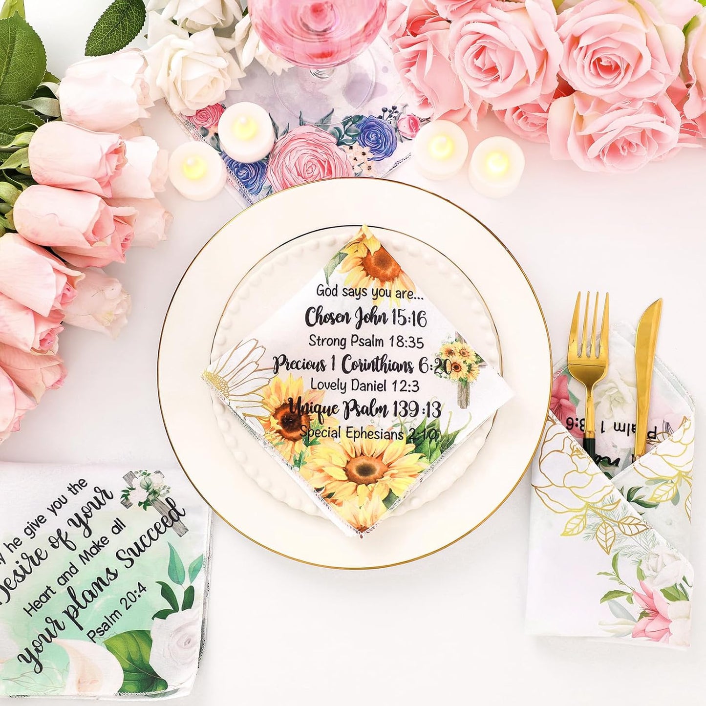 Christian Bible Verse Handkerchiefs Floral Scripture Prayer Handkerchiefs Religious Birthday Gift for Women Mom