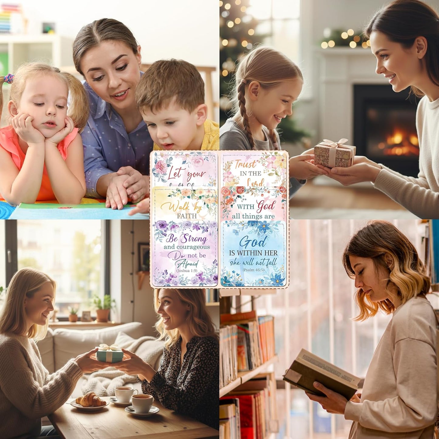 Christian Leather Bookmark Gifts - 6 Pcs Bible Verse Cross Corner Bookmarks for Women Book Lover Religious Flower Page Markers Reading Accessories Bookish Gift for Birthday Christmas Church