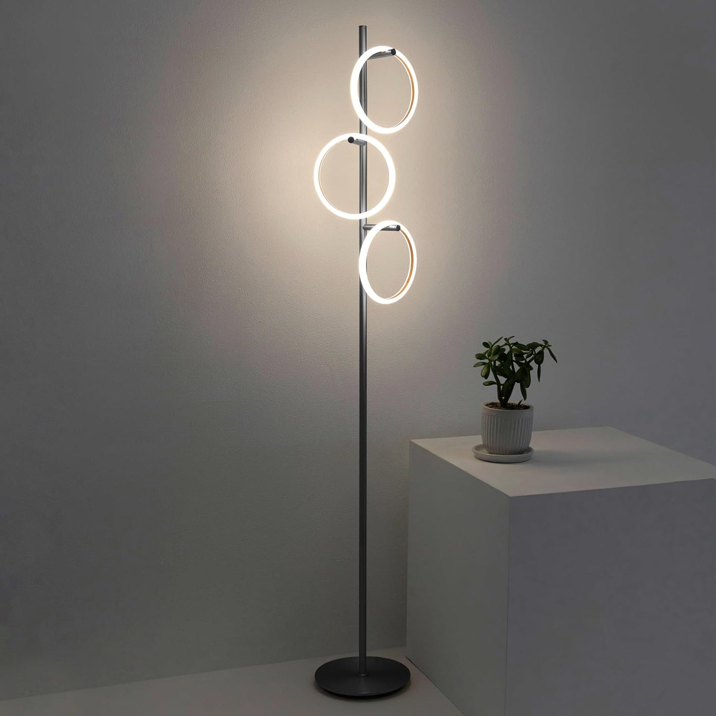 Brightech Saturn LED Tree Floor Lamp - Unique Design Matches Modern and Contemporary Decor - 3 Light Standing Pole Lamp- Tall Light for Living Room, Bedroom, and Office - Black