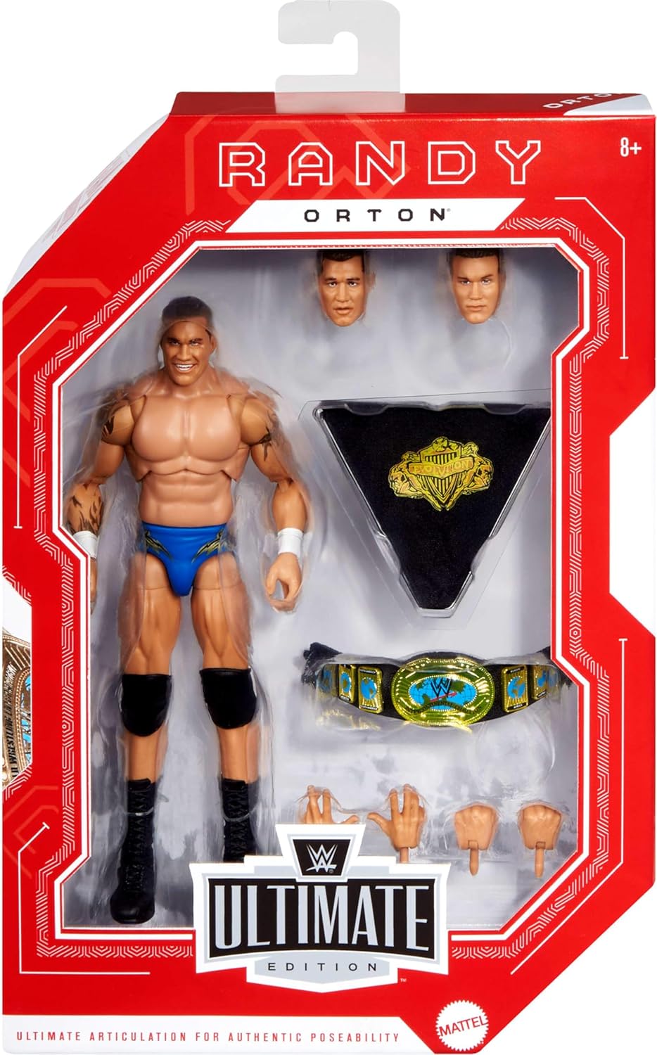 Mattel WWE Ultimate Edition Randy Orton 6-inch Action Figure & Accessories Fan Takeover Set, 10+ Pieces Include Swappable Heads & Hands