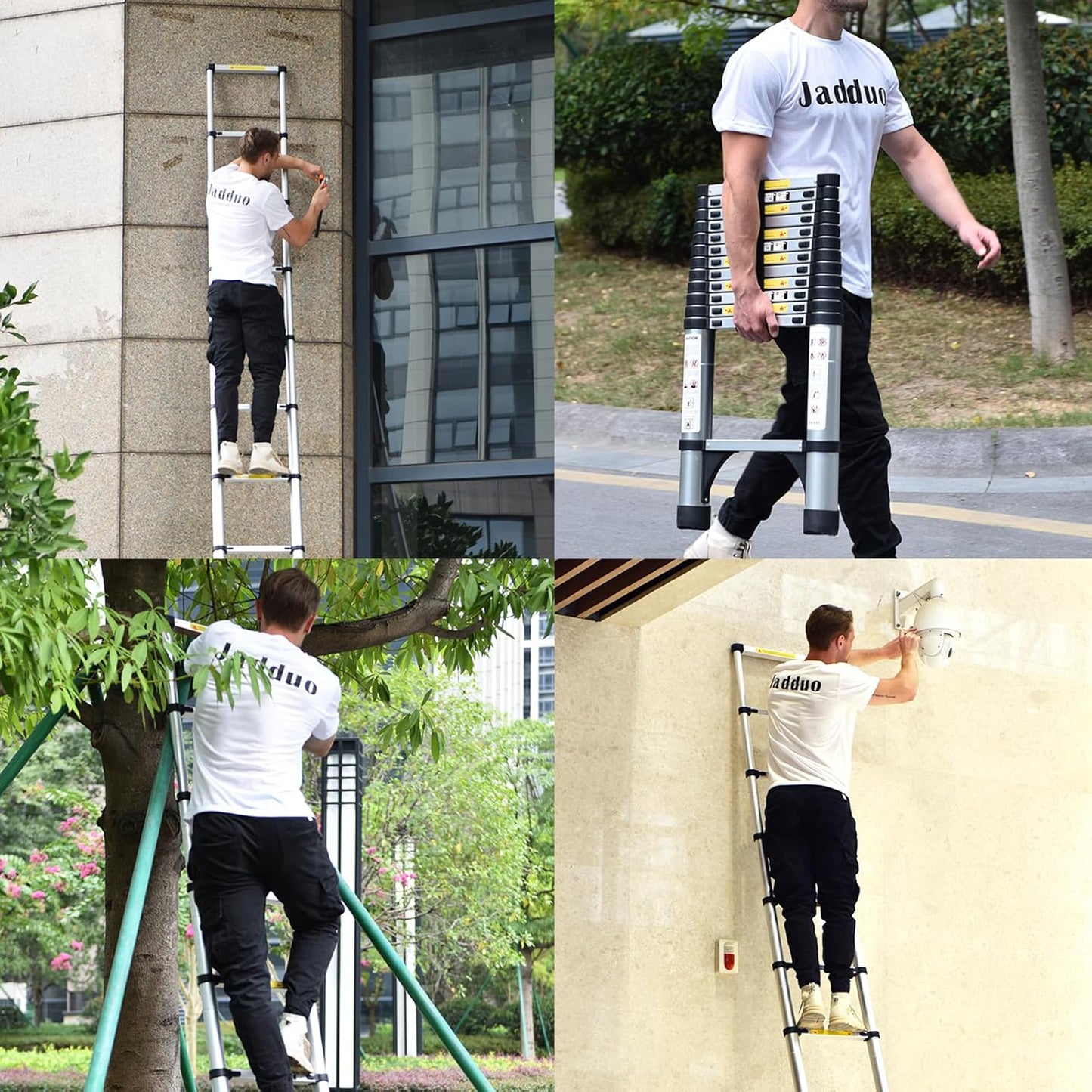 JADDUO 20.3FT Telescoping Ladder, Portable Extension Folding Ladder, Multi-Purpose Compact Ladder for Household or Outdoor Work, 330lbs Max Capacity