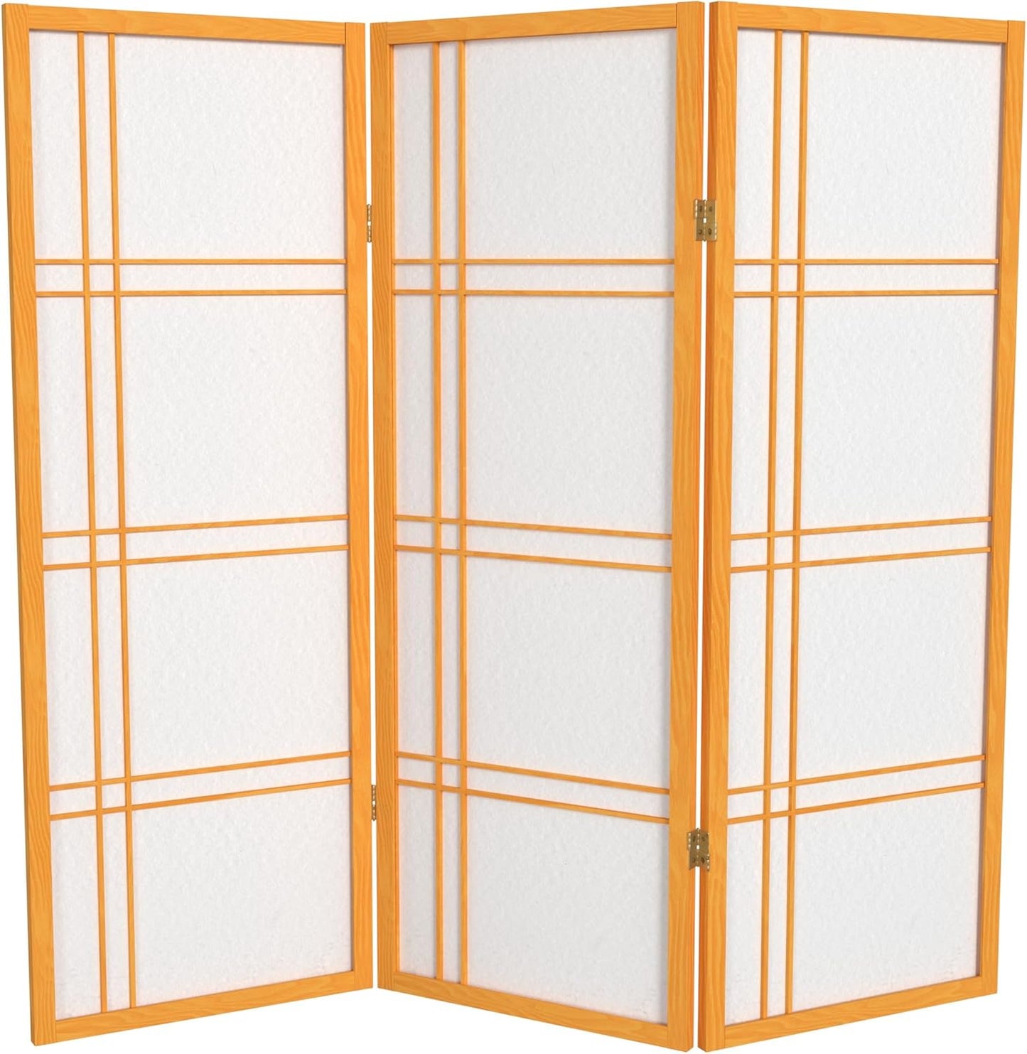 4 ft. Short Double Cross Shoji Screen - Honey - 3 Panels