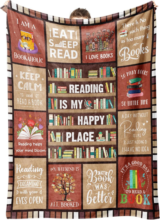 SteadStyle Book Lovers Gifts for Women Men - Cozy Reading Blanket, Perfect Literary Gift Ideas, Book Club Gifts for Reading Lover Bookish, Ideal Birthday Graduation Gifts for Bookworms