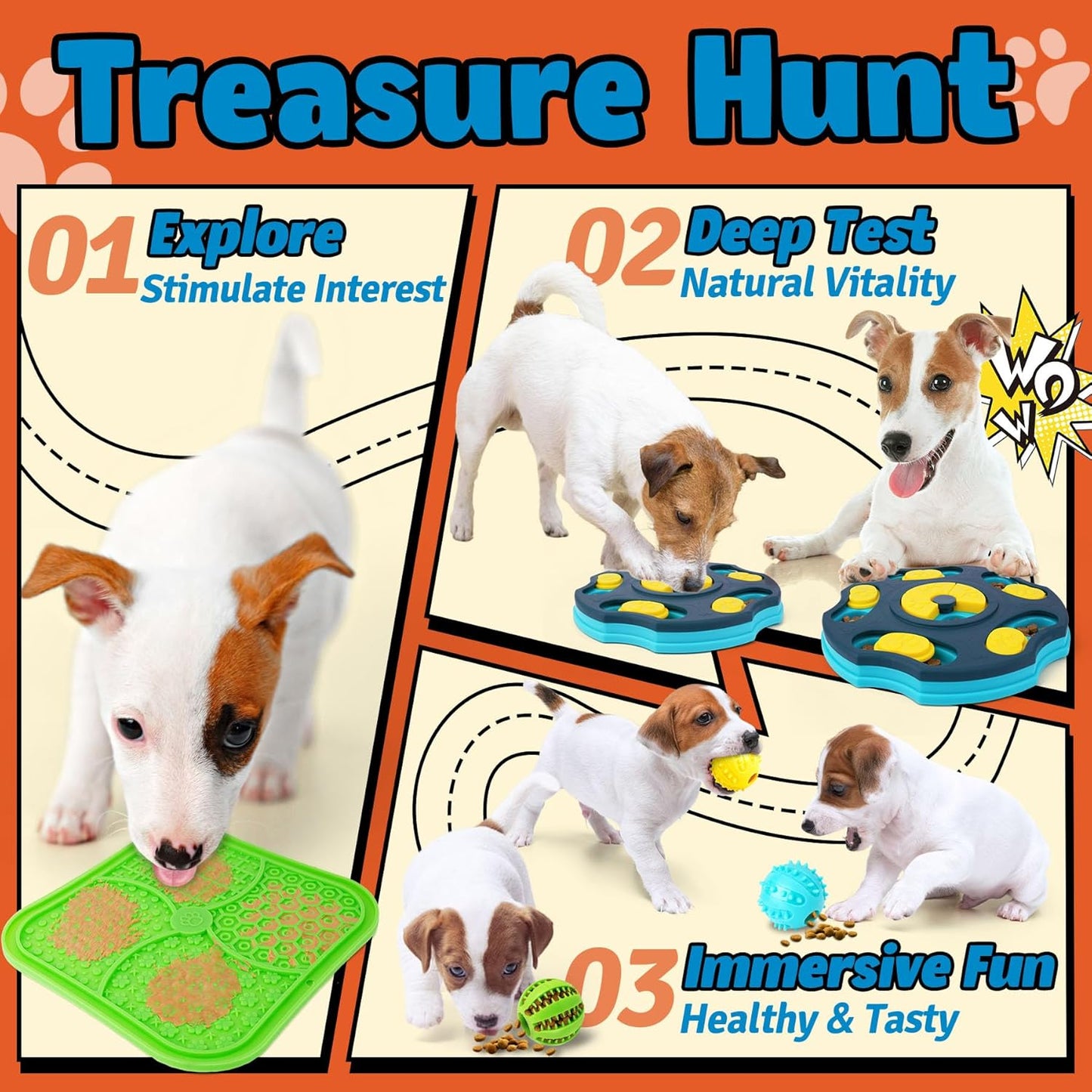 9 Pack All-Around Dog Puzzle Toy Set -Mentally Stimulating Dog Enrichment Toys for Small to Medium Smart Dogs, Includes Dog Lick Mat with Suction Cups
