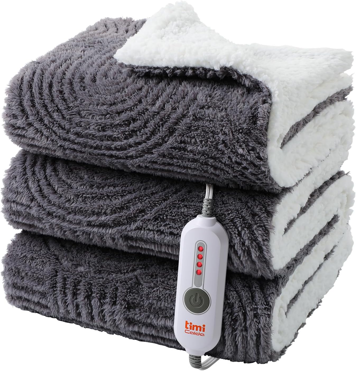 Heated Throw Blanket Electric - 50"x60" Cozy Soft Jacquard Heating Blanket with 4 Heat Levels & 4 Hours Auto-Off, Electric Throw with Overheating Protection, Warm Gifts, Grey