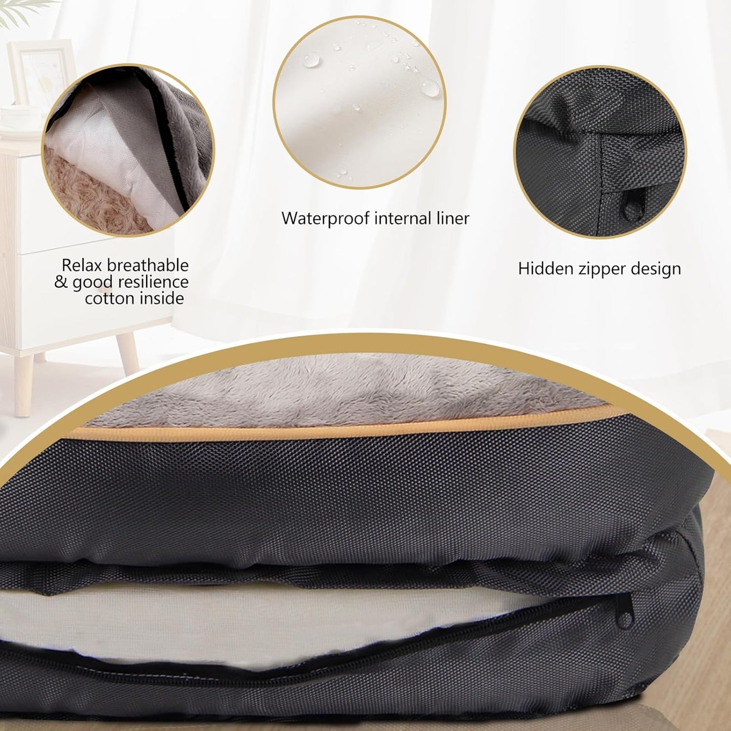 JOYELF Large Memory Foam Dog Bed, Orthopedic Dog Bed & Sofa with Removable Washable Cover and Squeaker Toy as Gift