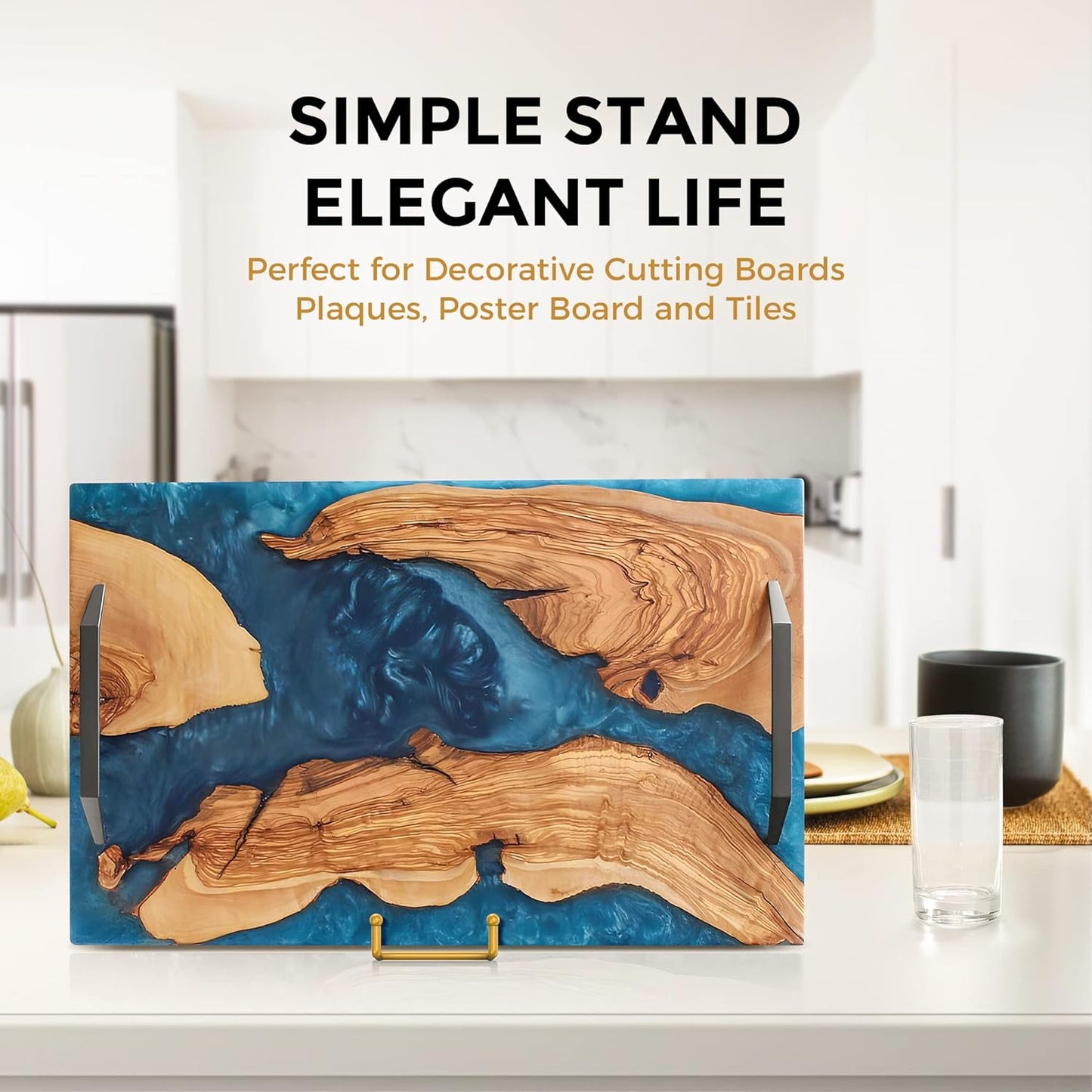 TR-LIFE 8 Inch Large Plate Stands for Display - Metal Plate Holder Display Stand + Frame Holder Stand for Picture, Decorative Plate, Platter, Plaques, Book, Photo Easel Tabletop (Gold 2 Pack)