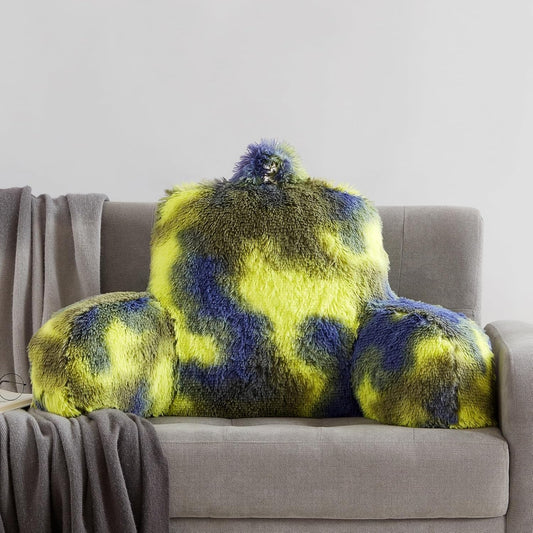 Reading Pillow for Bed Adult - Faux Fur Backrest Pillow with Arms, Ergonomic Back Rest Pillow for Sitting Up in Bed, Fluffy Sit Up Pillow, Brilliant Gaming Pillow for Bed, Boyfriend Pillow