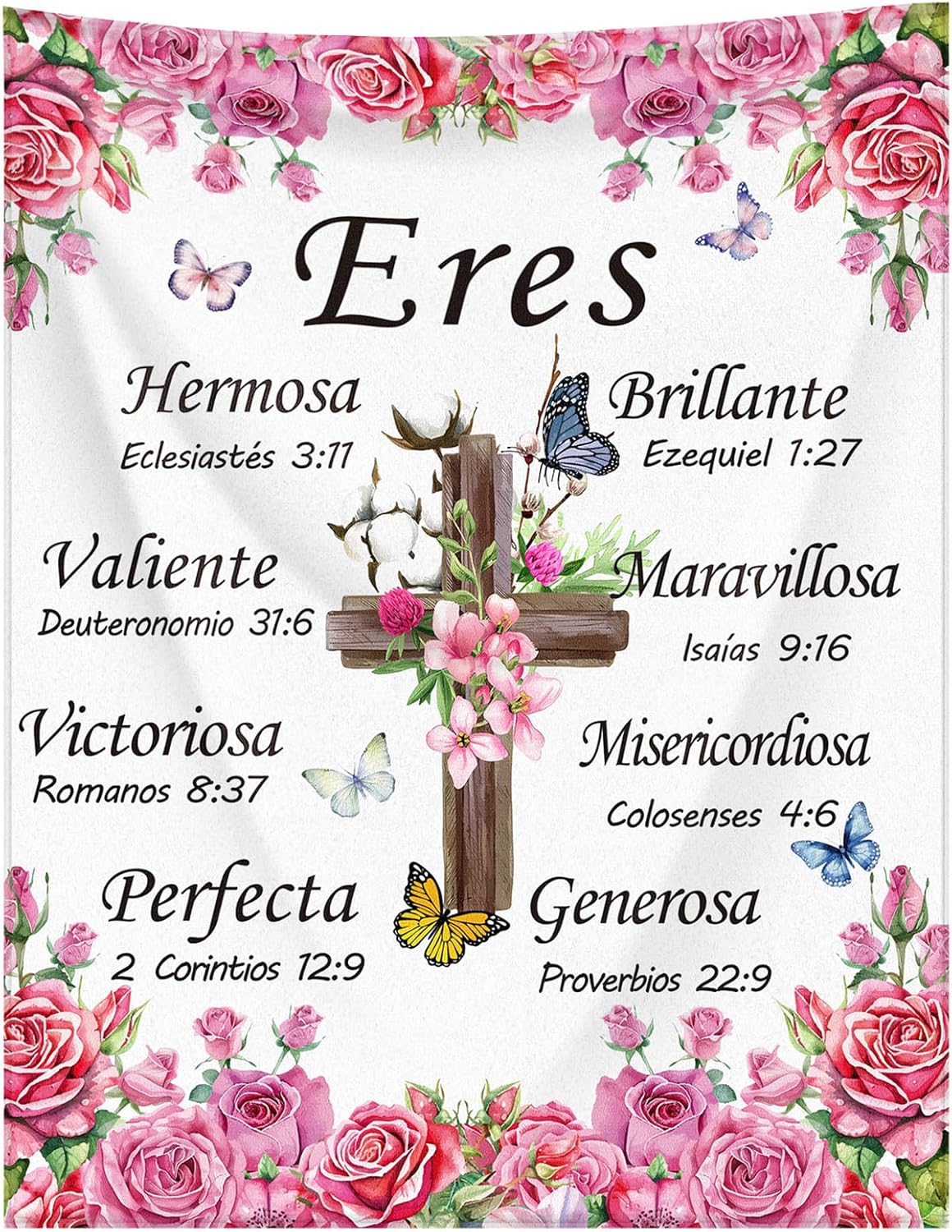 Buryeah Mother's Day Spanish Christian Blanket Religious Gifts Faith Bible Soft Gifts Inspirational Spiritual Scriptures Favors for Women Church Teacher Mother Sister Friend Nurse(Rose)