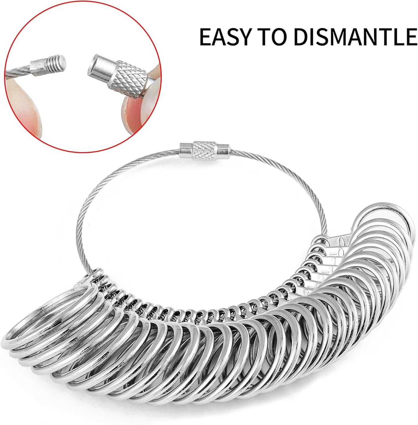 Bflaae Ring Sizer Measuring Tool Kit, 27 PCS Stainless Steel Measuring Ring Tool, US Ring Size 0-13 with Half Size, 2 PCS Reusable Finger Size Tape with Magnified Glass 1-17 USA Rings Size