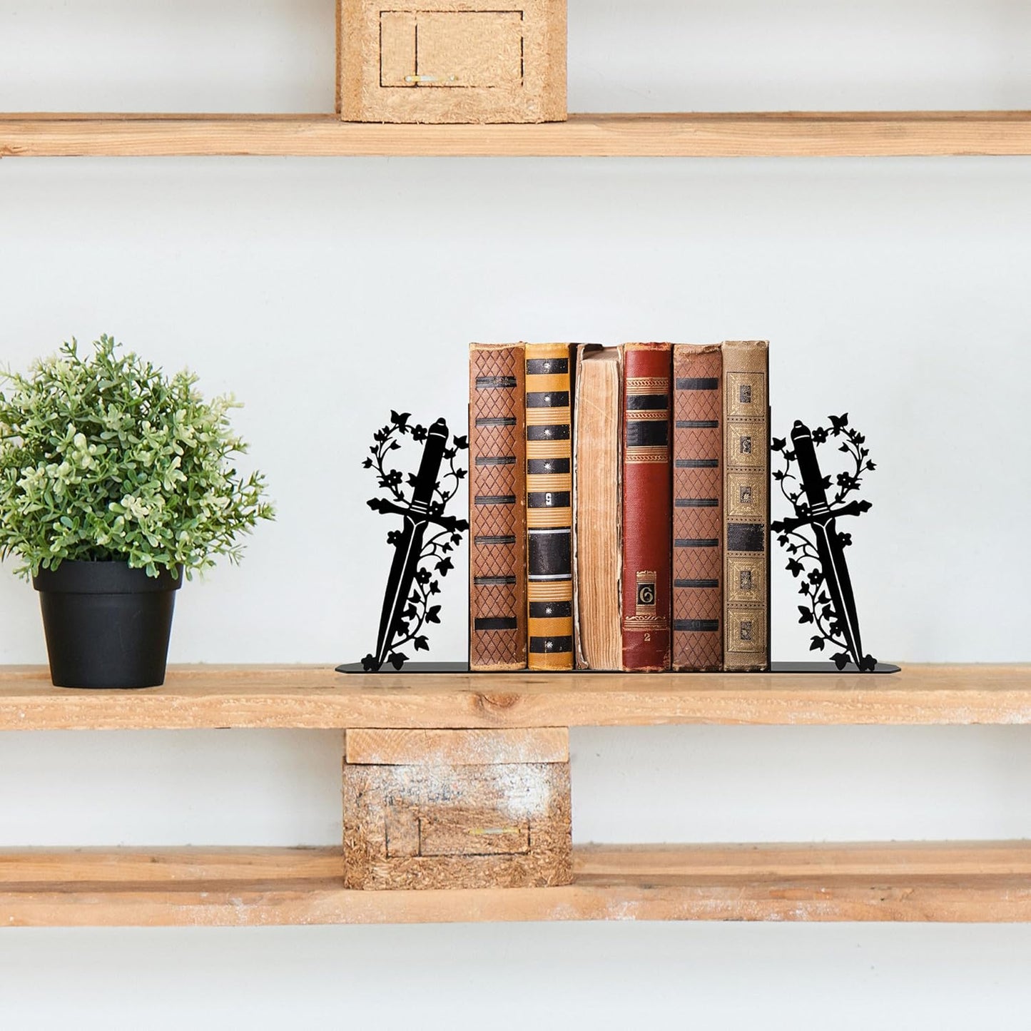 Cute Book Ends for Shelves – Decorative Dagger-Themed Bookends for Shelves, Unique Bookends for Home, Office, or Gift – Sturdy Metal Book Ends Decorative