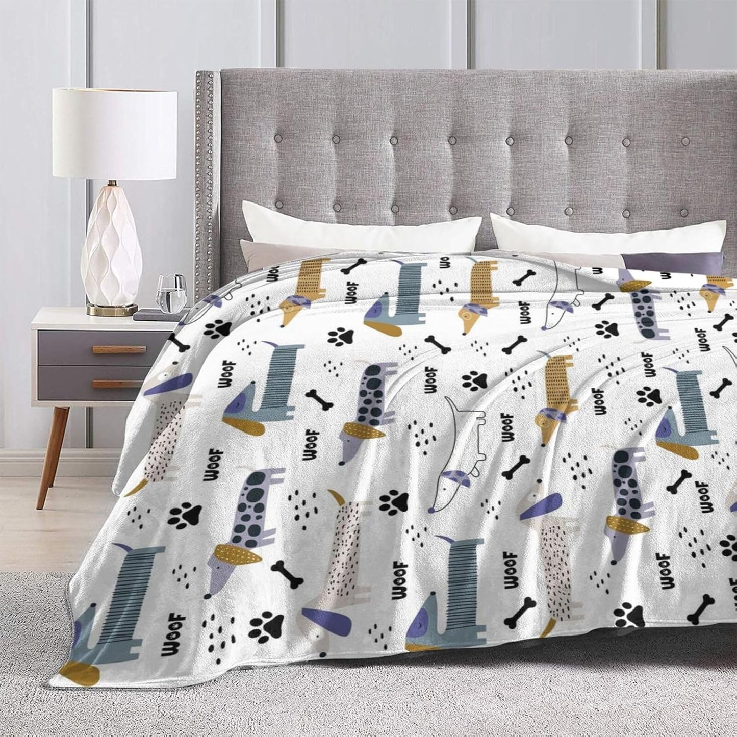 Cute Dachshund Blanket Soft Dachshund Throw Blanket Flannel Plush Bedding Blankets for Kids Adults Travel Gifts 50"X40"