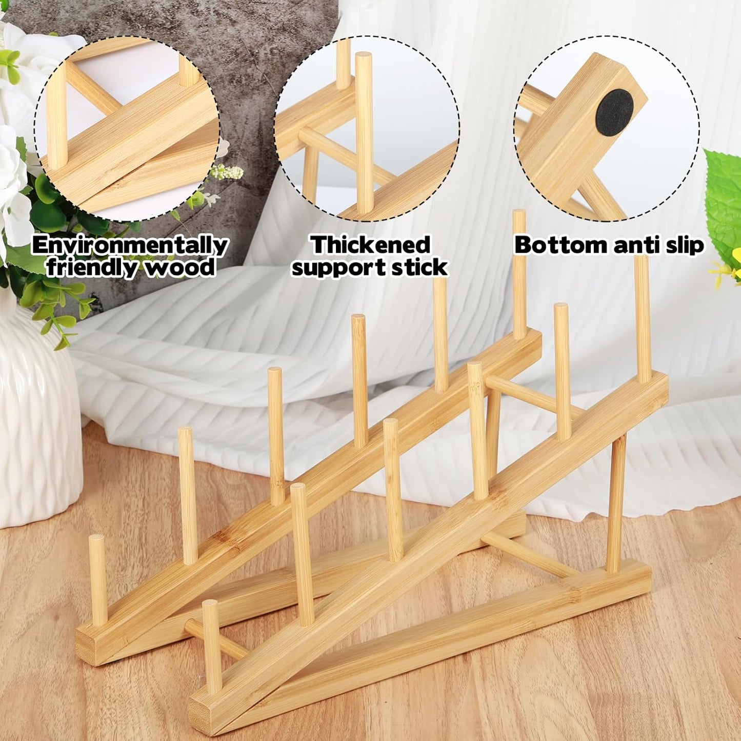 3 Pcs Bookshelf Holder, Wood Book Stand for Display 5-Tier Tabletop Small Kids Bookshelf Portable Book Rack Organizer Plate Holder for Vendor Events Art Platter Craft Show Retail Magazine Record