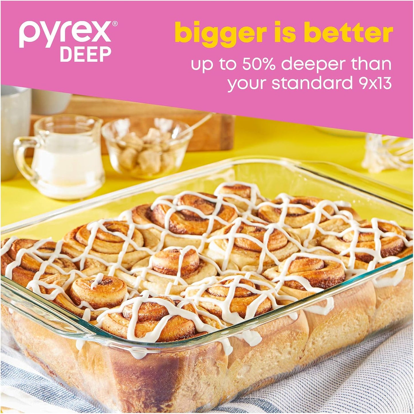 Pyrex Deep 3-Pack Glass Baking Dish Set (9"x13", 7"x11", 8"x8") With BPA-Free Lids, Rectangular Glass Bakeware, Dishwasher, Microwave, Freezer & Pre-Heated Oven Safe
