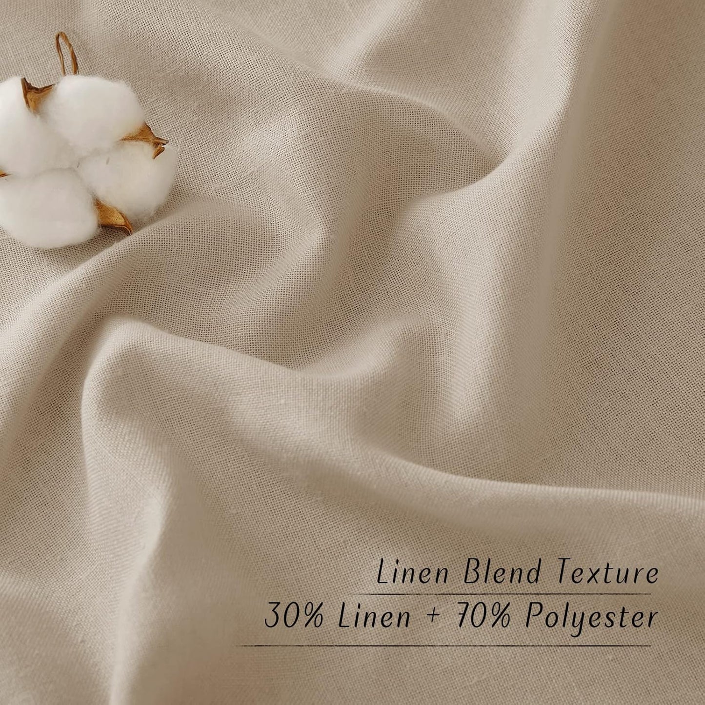 NICETOWN Linen Flax Semi Sheer Curtains 92" Length, Grommet Window Treatments Privacy Added with Light Penetration Vertical Drapes for Loft/Home Office, Taupe, W55 x L92, 2 Panels