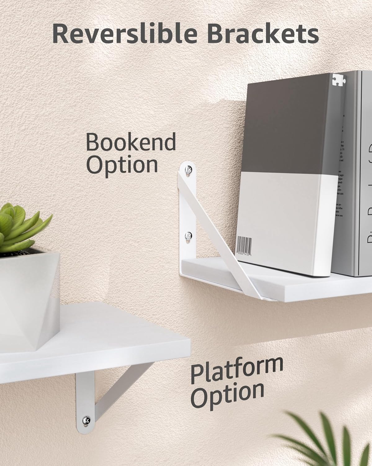 Wall Shelves 7.3" Deep Set of 3, Solid Paulownia Wood Wider Longer Sturdy Easy to Install Wall Mounted Bookshelves Storage Shelves Bathroom Storage Office Laundry Room Bedroom Organizer White