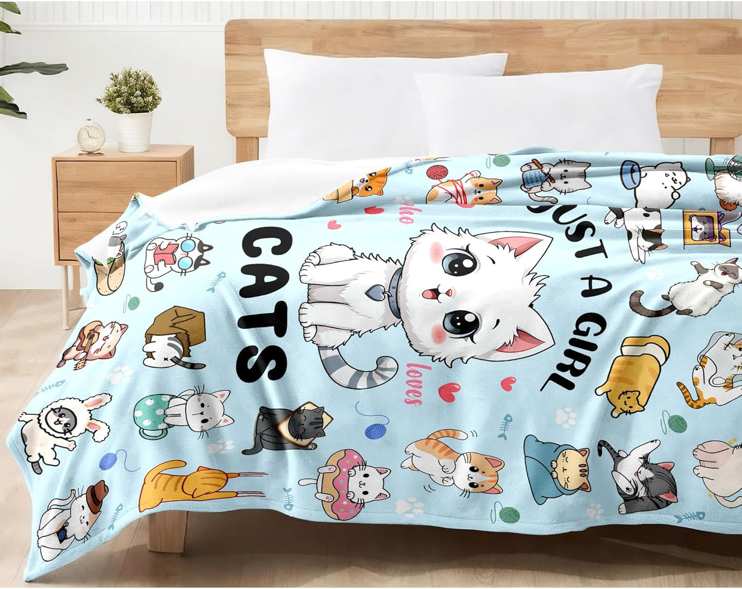 Cat Blanket Gifts for Cat Lovers Soft Flannel Cats Throw Blanket Bedding Decor for Kids Girls Women Adults 50"x40"