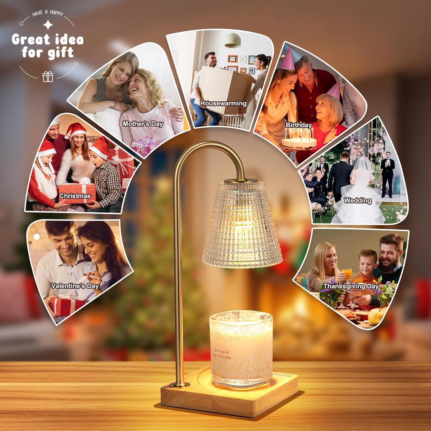 Hong-in Candle Warmer Lamp with Timer Dimmer,Birthday Gifts for Women Mom Sister,House Warming Gifts New Home Room Decor,Vintage Wax Warmer for Scented Wax Jar Candles