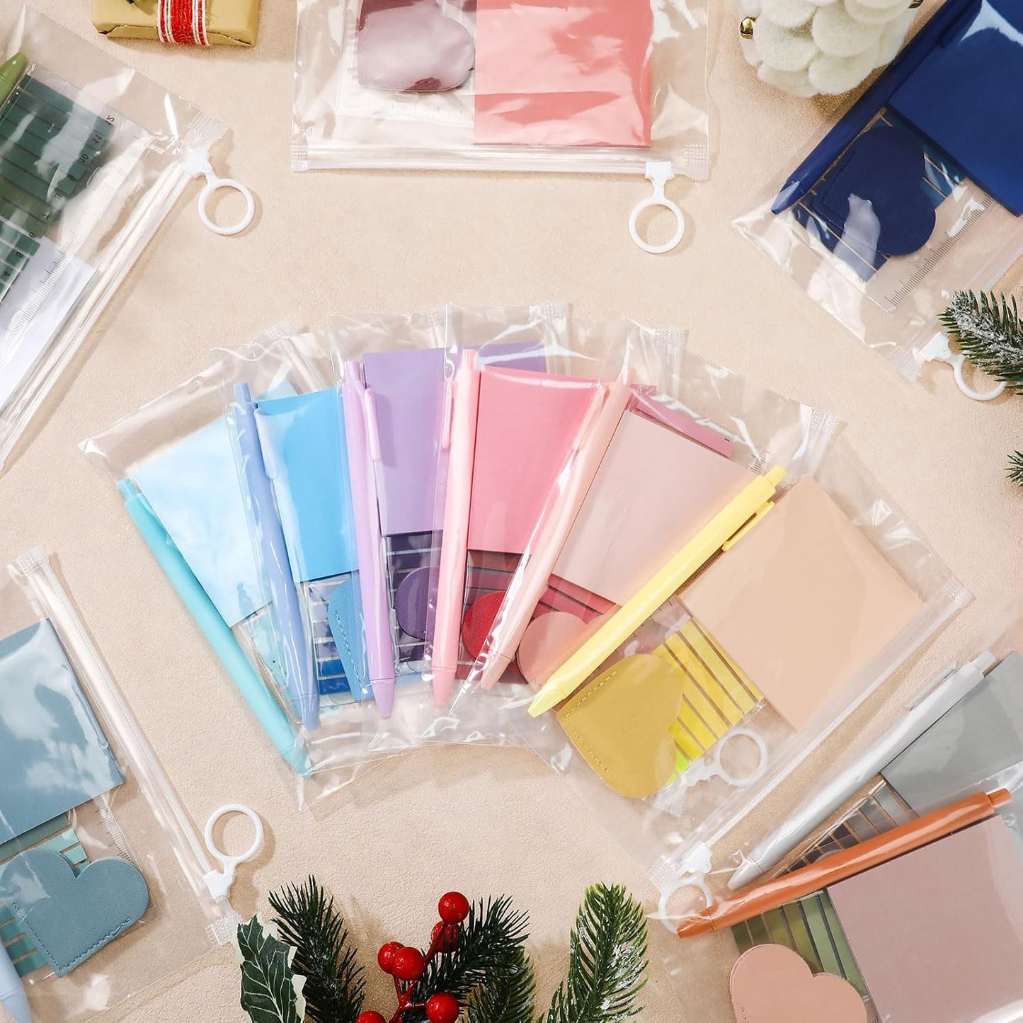 60 Pcs Book Annotation Kit Funny Book Lover Gifts with Transparent Index Tabs Self-Stick Notes Ballpoint Pen Leather Heart Bookmarks Clear Pull-Ring Bags for Reading Bookish Club Gifts