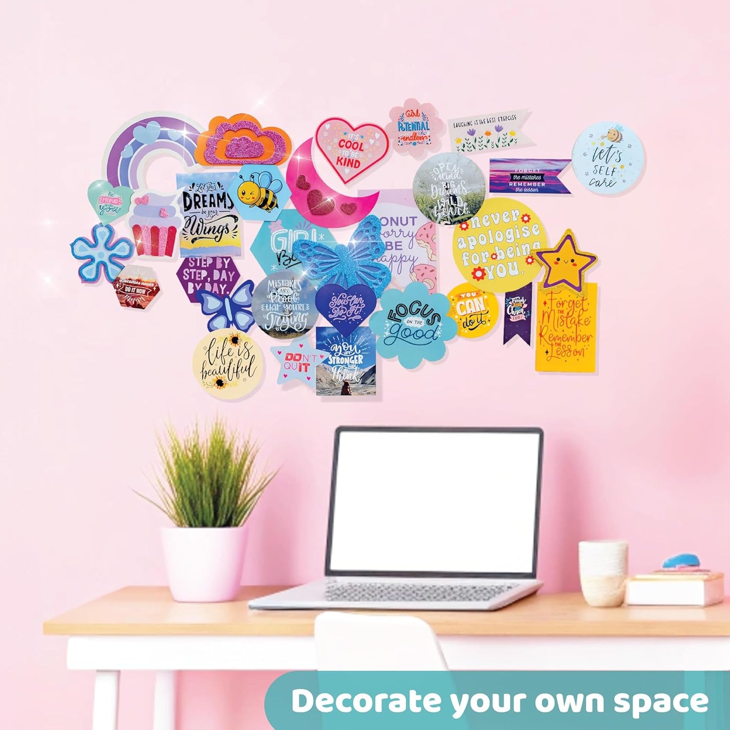 jackinthebox DIY Wall Collage Kit with Glitter Crafts, 1350 PCS, Aesthetic Wall Decor for Teen & Tween Girls, Great for 11 12 13 14 15 Year Old Girls...