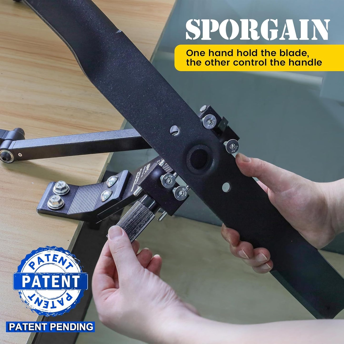 SporGain [Updated] Lawn Mower Blade Sharpener 15°-45° Adjustable Frame with Ball Bearing Manufacture Handle for Right & Left Hand Blades, Use with Angle Grinder, Black