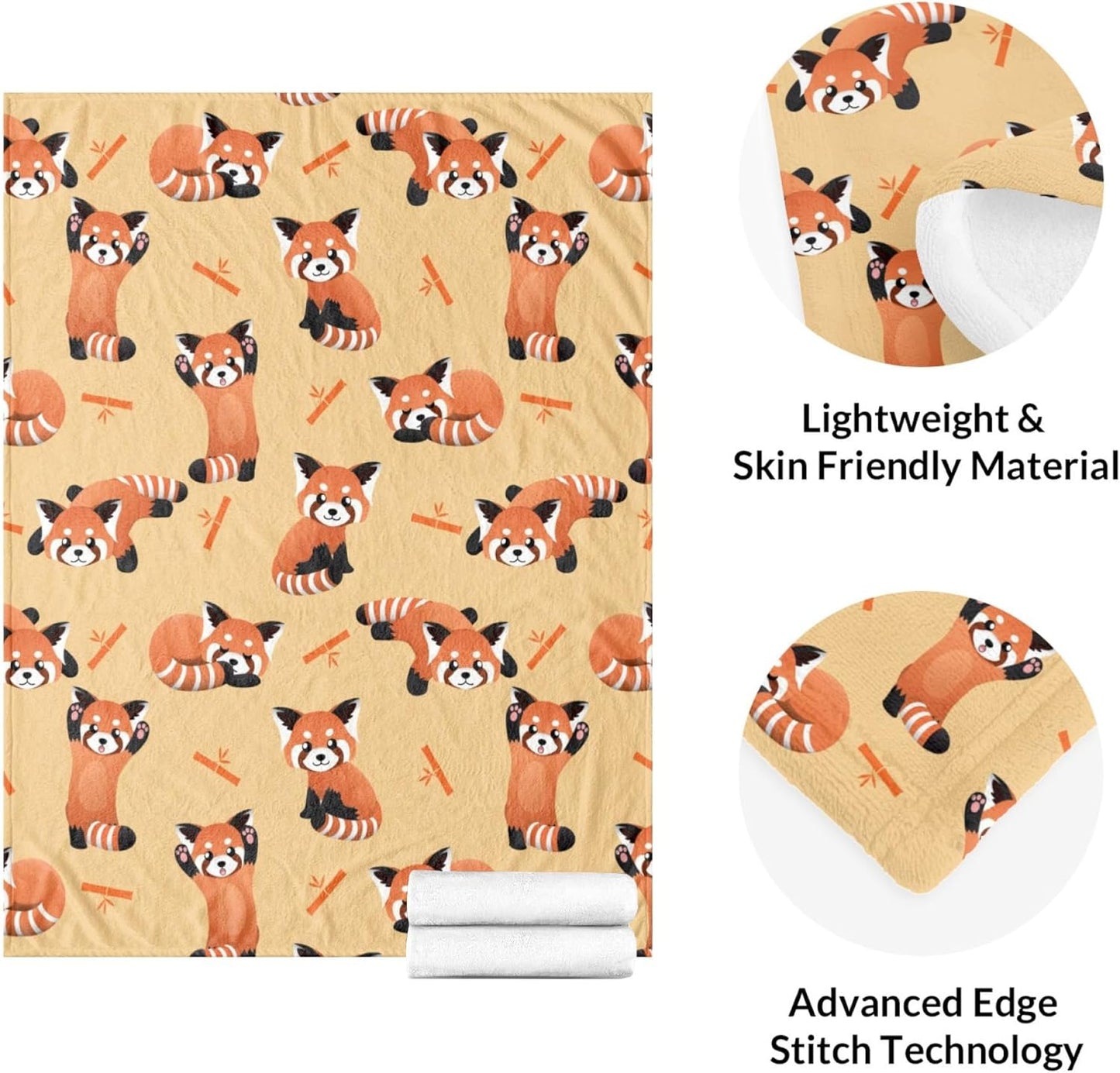Red Panda Ultra Soft Blanket, Cute Animal Red Panda Cartoon Fuzzy Flannel Throw Blanket Cozy Plush Blanket for Couch Home Bed Kids Adult Christmas Birthday Gifts Travel Office Blanket 80x60 inches