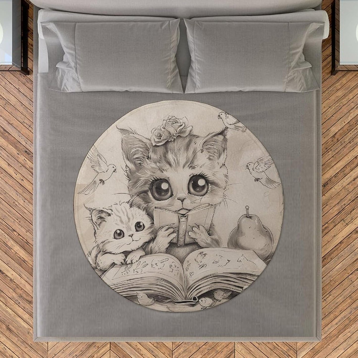 Ultra-Soft Micro Fleece Blanket Cat Reading with Friend Throw Blanket Lightweight Flannel Fuzzy Blanket 59" Soft Cozy Air Conditioning Quilt Warm Throw Blanket All Seasons for Bed Couch Living Room So