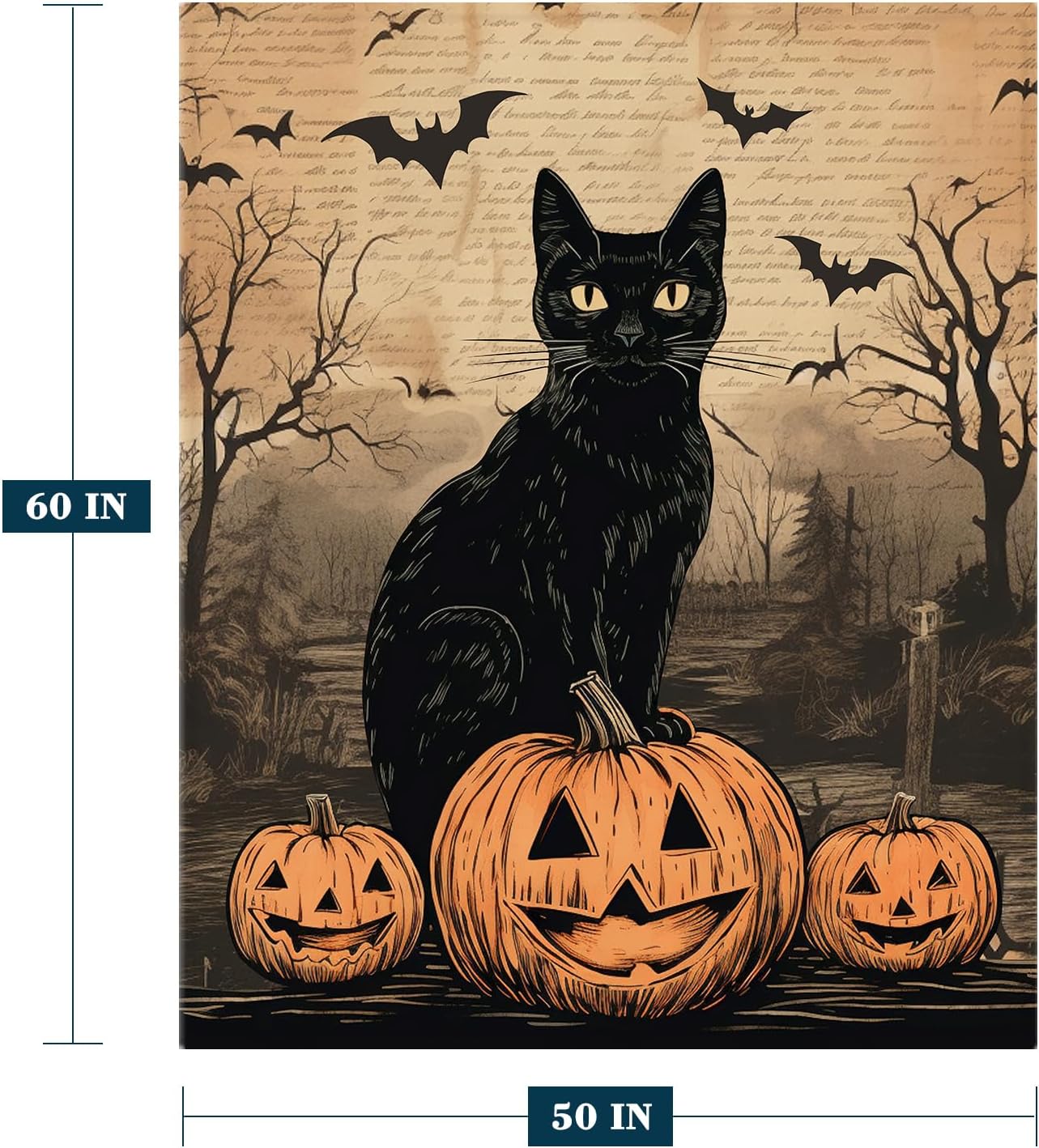 YeeJu Halloween Throw Blanket Vintage Pumpkin Cat Throw Blanket for Couch Sofa Bed Living Room Halloween Cozy Soft Lightweight Fuzzy Plush Fleece Blankets and Throws Decorative Blanket 50x60
