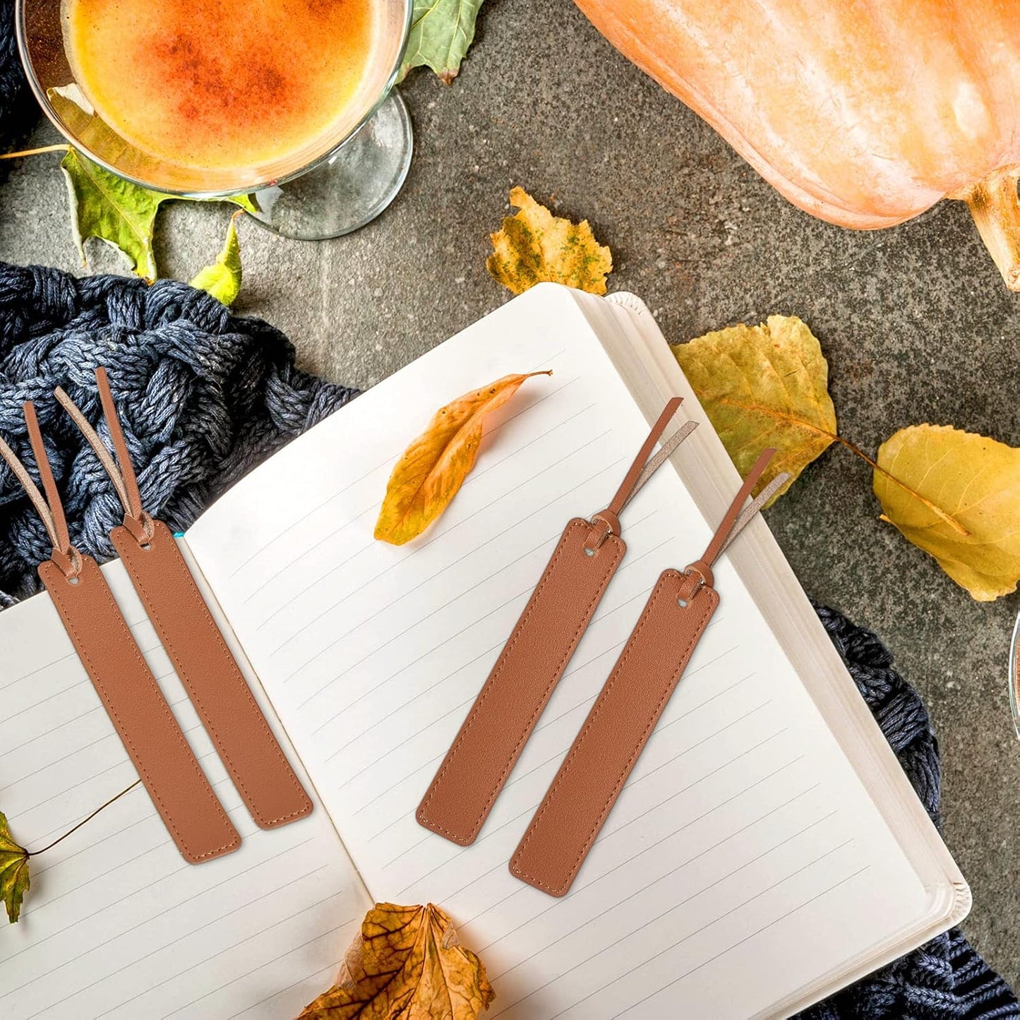 Zonon 10 Pieces Leather Bookmarks Handmade Genuine Leather Page Markers Personalized Bookmarks for Book Reading Bookworm Book Lovers Readers Writers Accessories(Light Tan)
