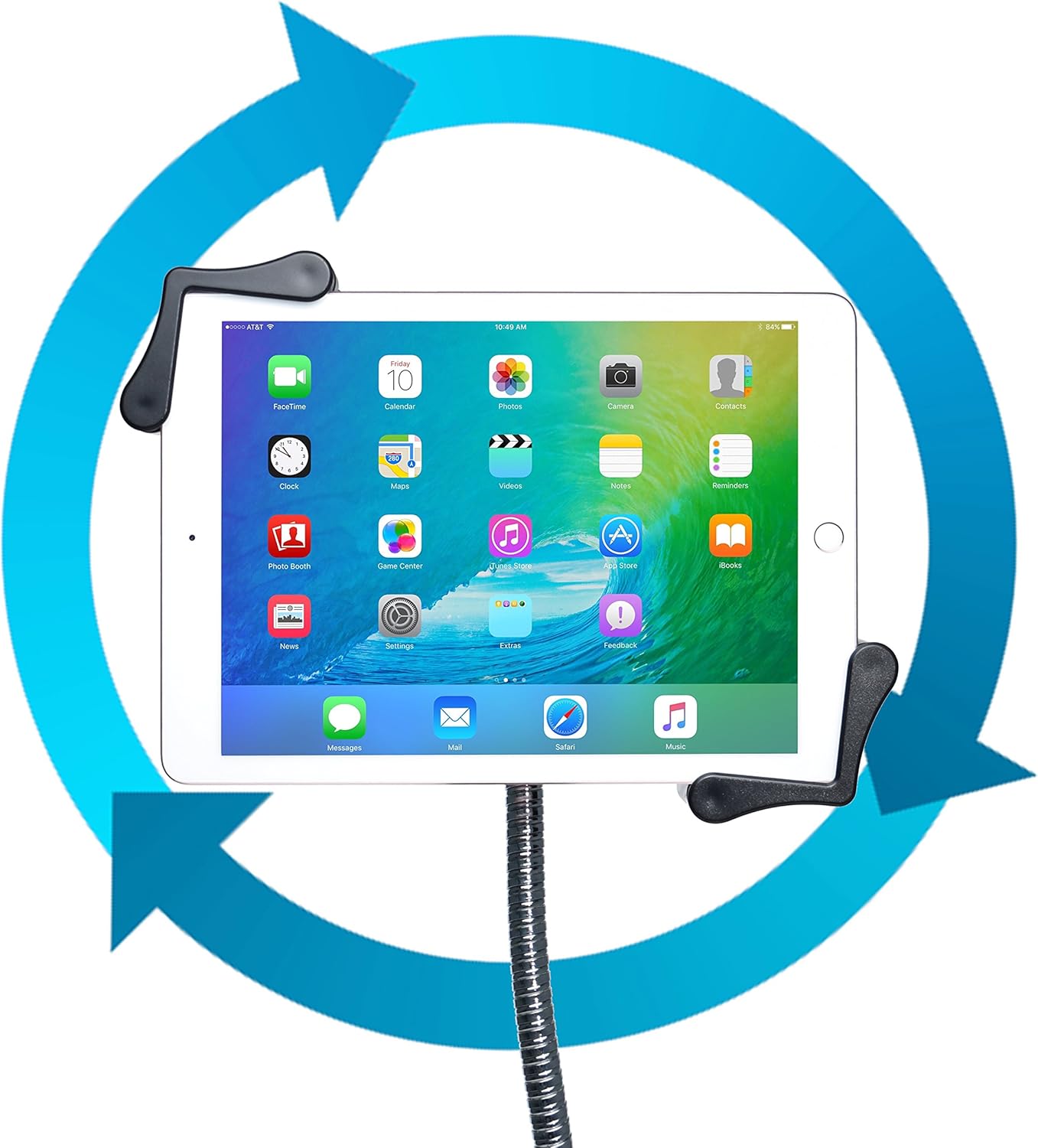 Gooseneck Floor Stand – CTA’s Compact, Adjustable Gooseneck with Swivel Casters for iPad 7th/ 8th/ 9th Gen 10.2”, iPad Air 4, 12.9”, Surface Pro, Zebra & Other 7-13” Tablets (PAD-CGS)