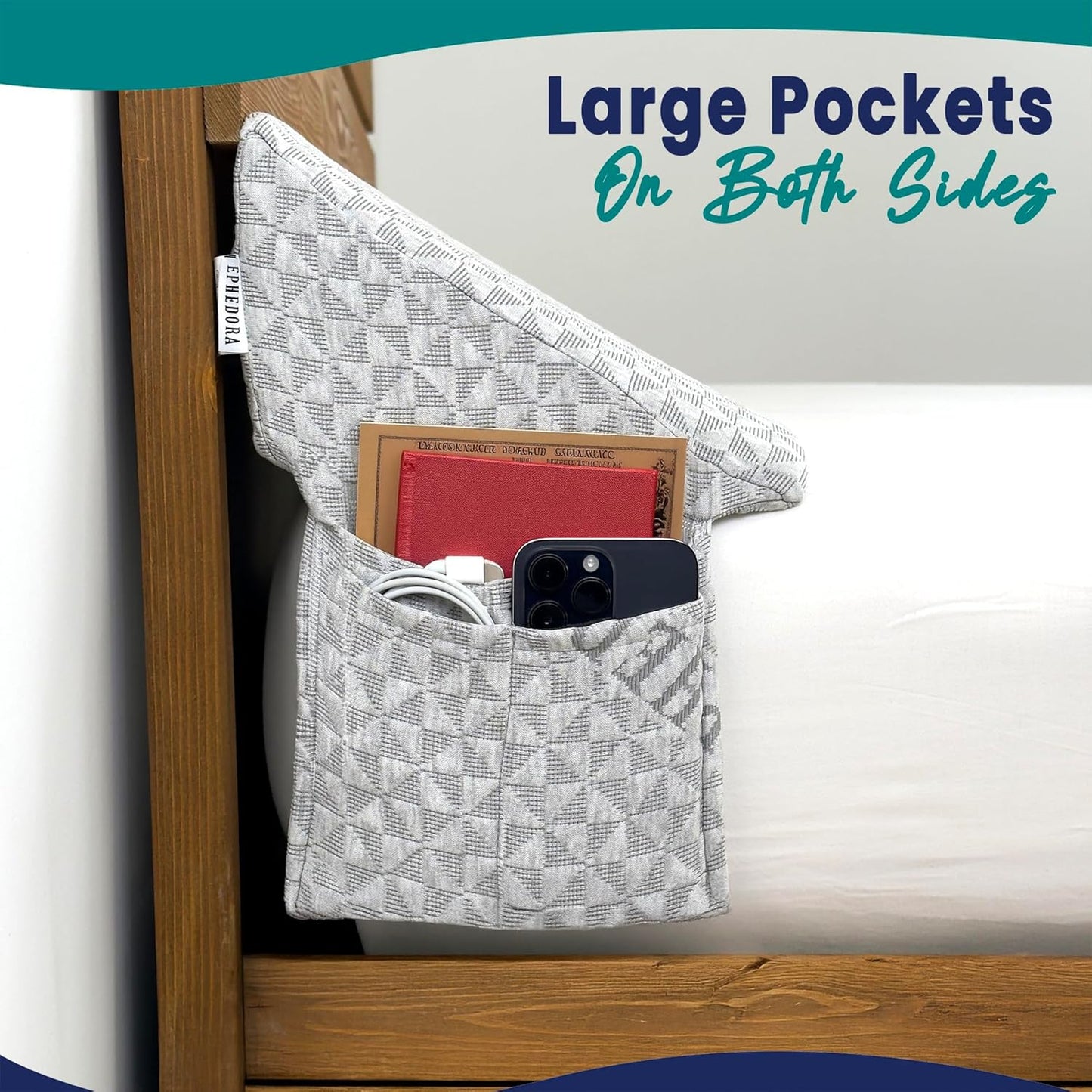 XL Bed Wedge Pillow for Headboard Gap Filler King Size - Fills 10 Inch Deep Gaps - Memory Foam Headboard Pillow Wedge Mattress Spacer with Pockets (76x10x6 Inch, Grey)