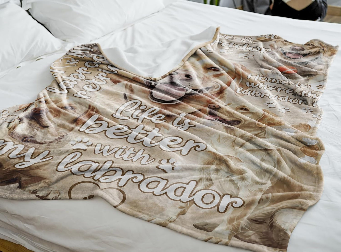 Labrador Retriever Blanket Gifts for Dog Lover & Owner, Labrador Gifts for Women & Men, Dog Mom & Dad, Soft Flannel Blanket, White Labrador, 65x 50 inches