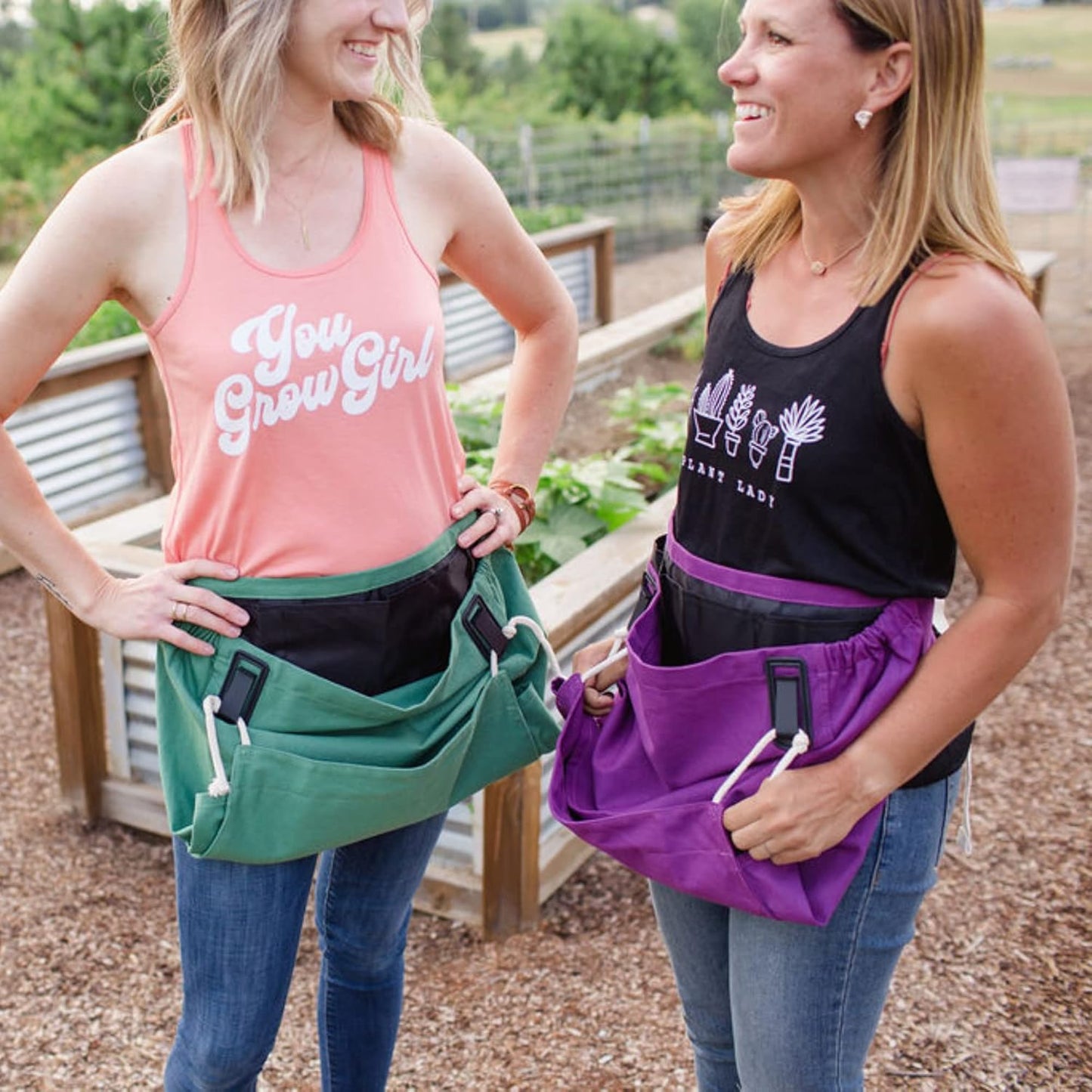 The Roo Joey Apron Gardening with Pockets and Harvesting, Picking Pouch - Adjustable, Water-resistant, Washable Canvas Cotton Great Gardener Gift Leaf Green Joey - Waist Apron