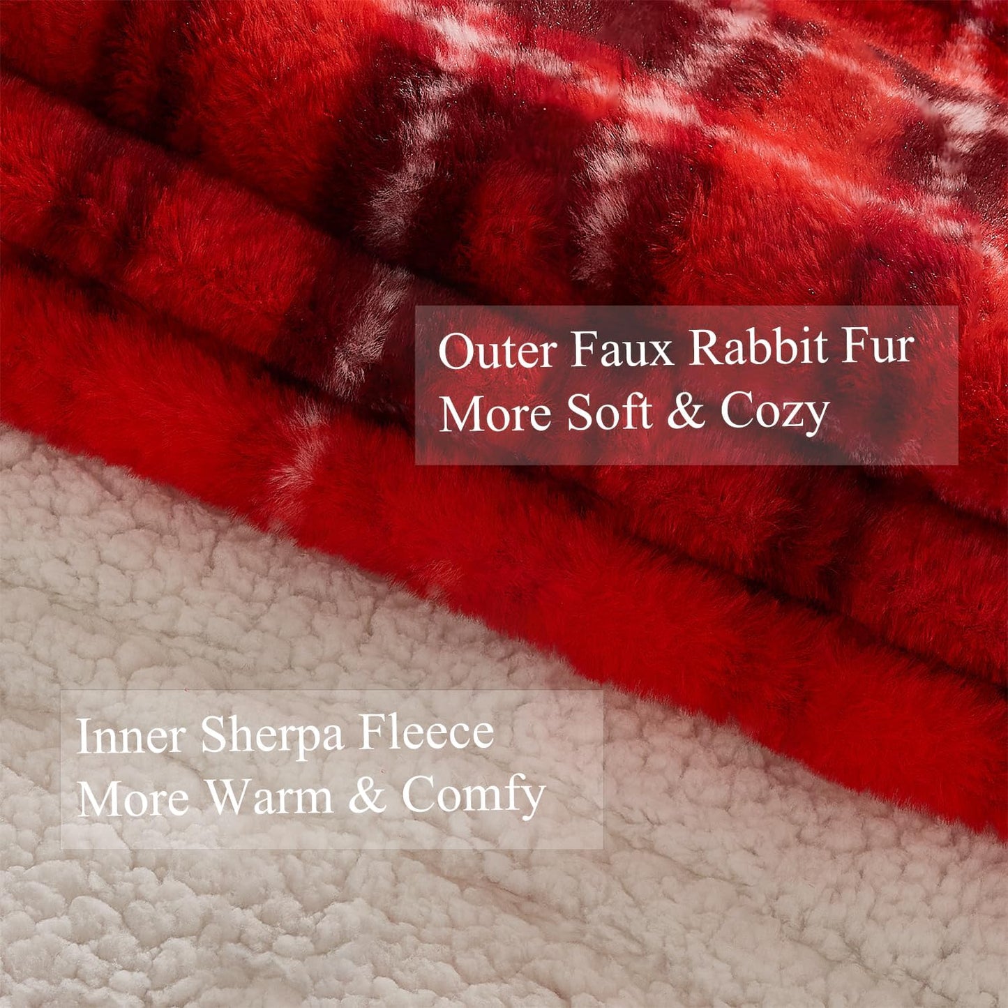MAXEVE Heated Electric Blanket, 50"x60" Faux Fur Fast Heating Throw Blankets with 8 Heating Levels & 8 Hours Auto Off with Over-Heat Protection & ETL Certified, Plaid Red