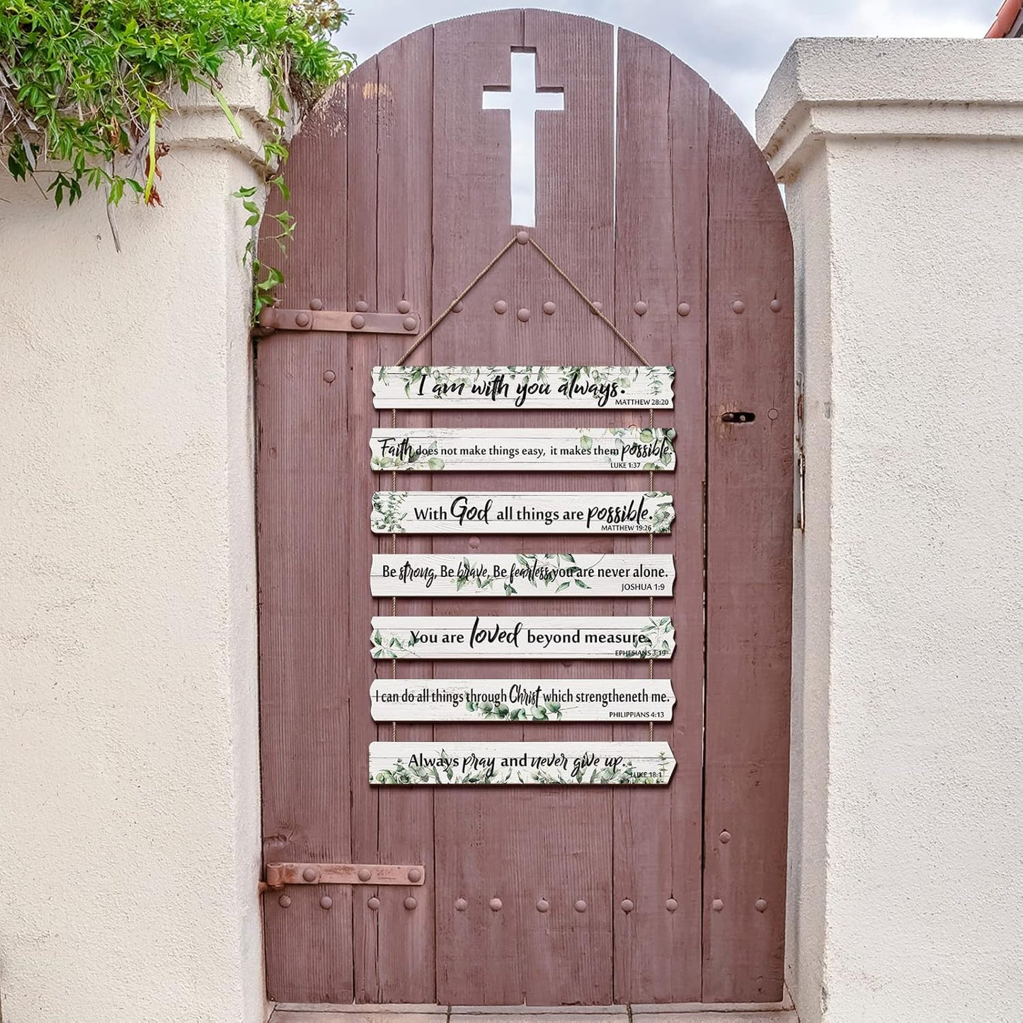 Rustic Wooden Wall Art with Bible Verse Christian Inspirational Wall Decor for Church Office Home Bathroom Living Room Kitchen