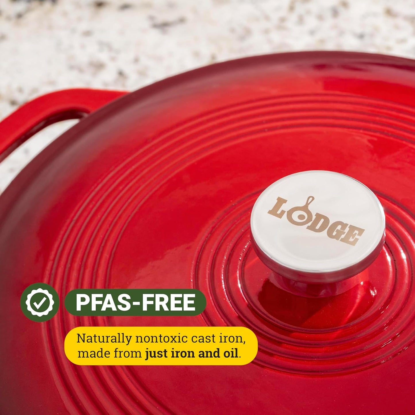 Lodge Essential Enamel Braiser - Refrigerator- & Oven-Safe up to 500° F - Heat-Retaining, Induction-Safe & PFAS-Free Enamel Cookware - 3.5 Quart, Island Spice Red