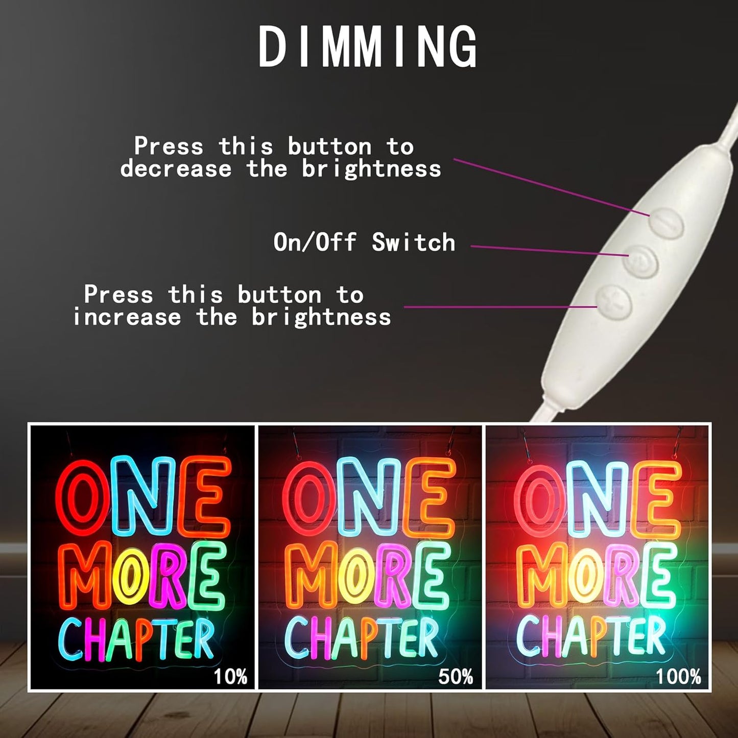 One More Chapter Neon Sign – USB Powered LED Library Light for Bedroom, Reading Nook, Man Cave – Book Decor & One More Chapter Library Lights for Book Lovers Gifts