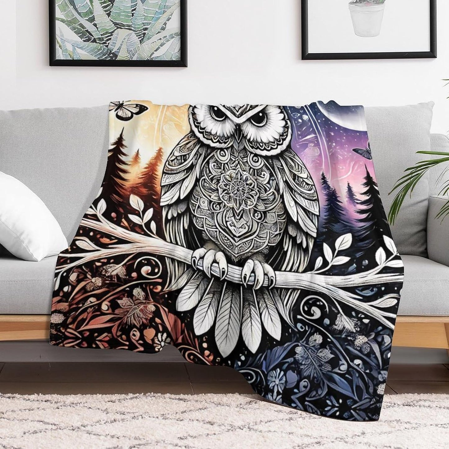 Owl Throw Blanket - Soft Flannel Blankets for Teens Adults Women Men Owl Lovers - Warm Throw Blankets for All Season Lap, Chair, Sofa - 70"x50"