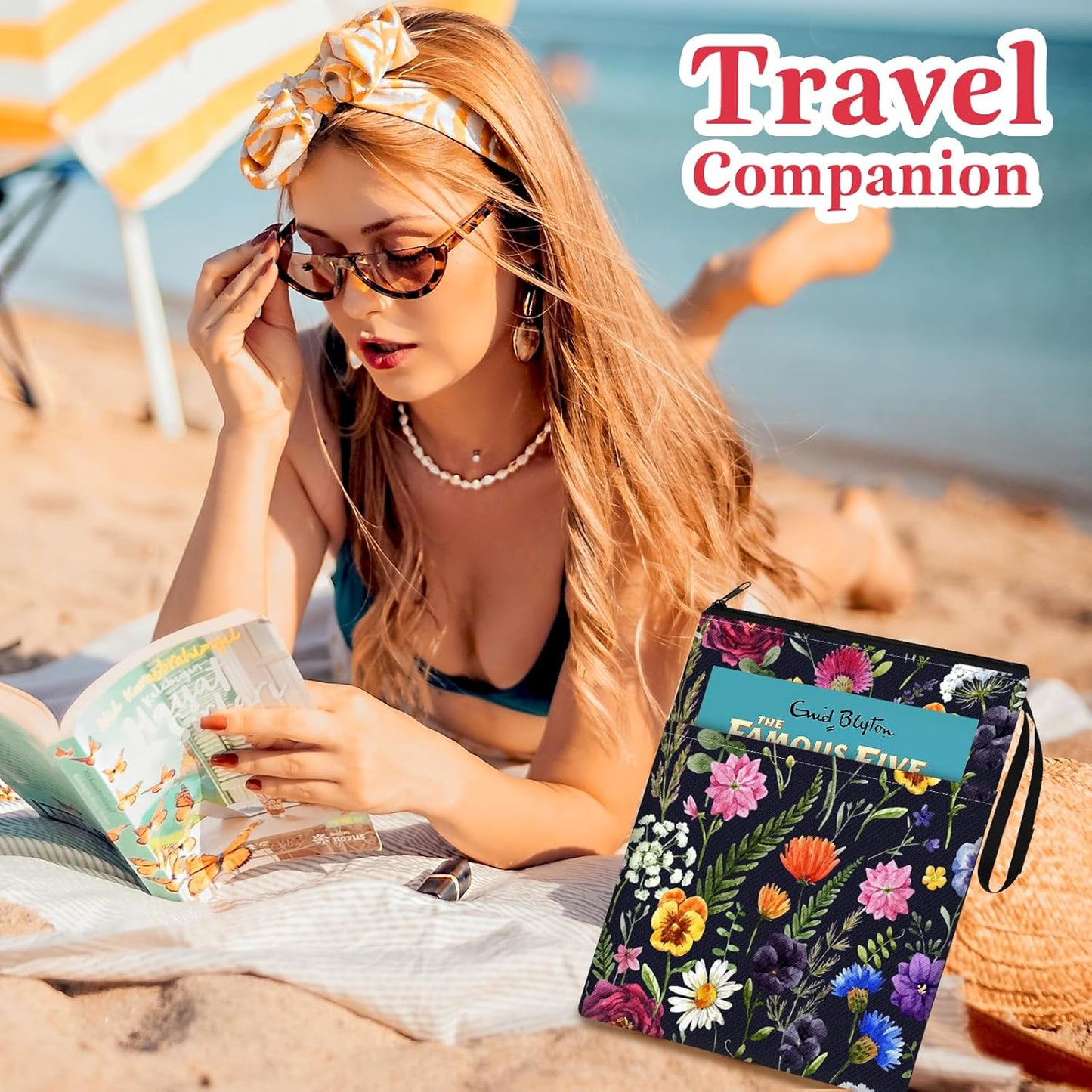 Slohif Book Sleeve Pouch Book Cover Protector with Zipper Cute Book Beau Booksleeve Small Large Botanical Pouches for Paperback HardBook Cover Reading Accessories for Students Women Readers