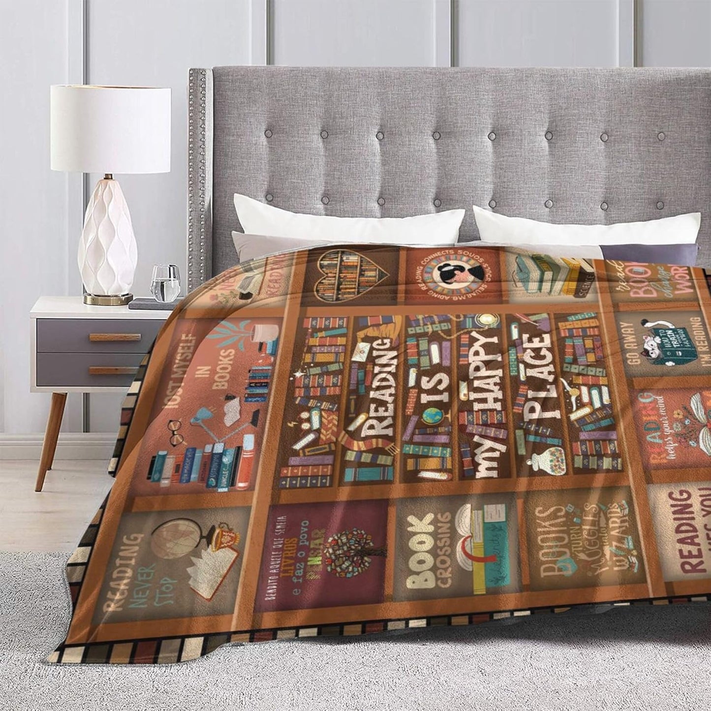 Book Lovers Gifts Blanket for Women, Bookworm Librarian Readers Booklover Bookish Gift, Books Lover Throw Blanket, Reading Accessorie Blankets Present For Birthday Christmas (Book Lovers-1, 80"X60")