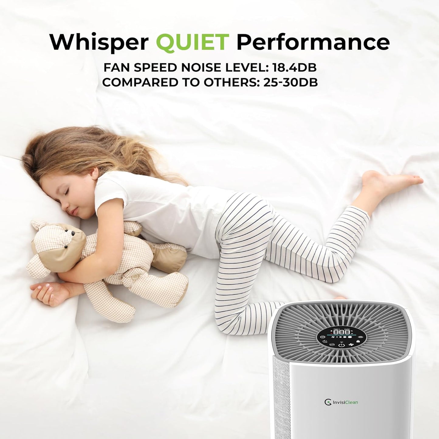 Air Purifiers for Home, Large Room Covers 1500 Ft², H13 Medical Grade True HEPA Air Filter, Ideal for Allergies, Cat, Dog, Pet, Hair, Pollen, Smoke, Dust, Bedroom Air Filter, WiFi, InvisiClean Bella