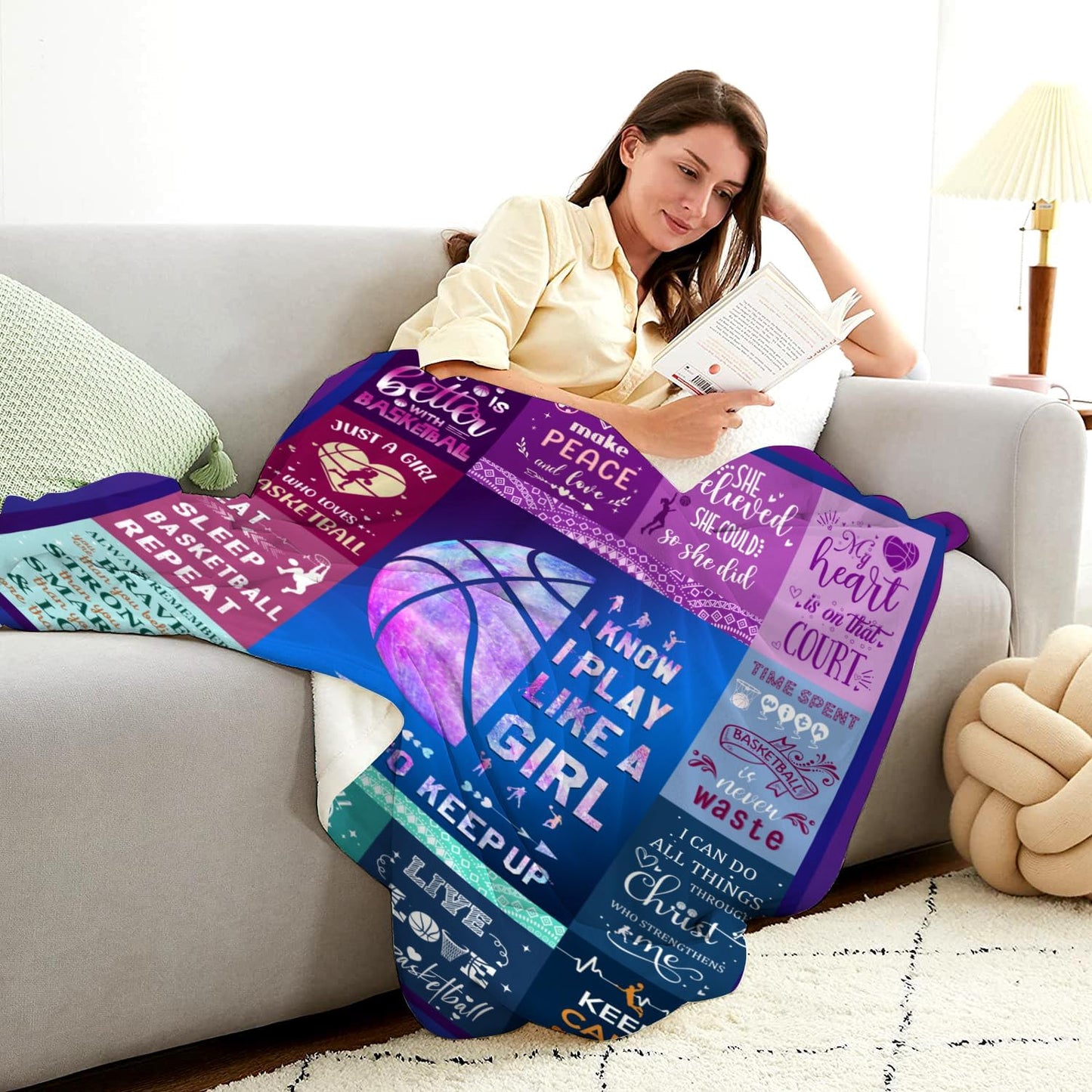 Basketball Gifts Blanket for Girls Women Ultra Soft Flannel Basketball Throw Blanket Merch Sport Gifts for Team Lovers Stuff 80"x60"