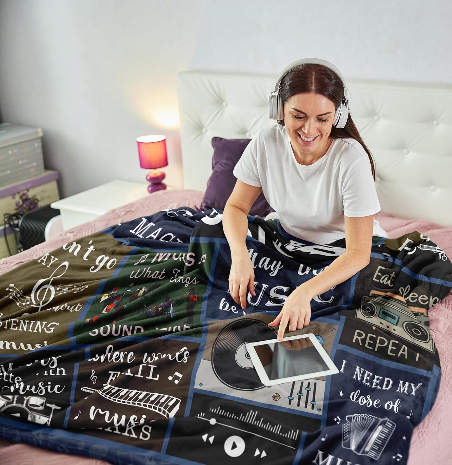 Unique Music Gifts for Men/Women, Music Lovers Gifts for Musician/Music Teacher, Funny Music Themed Decor/Stuff/Accessories, Sound of Music Blanket 60x50in