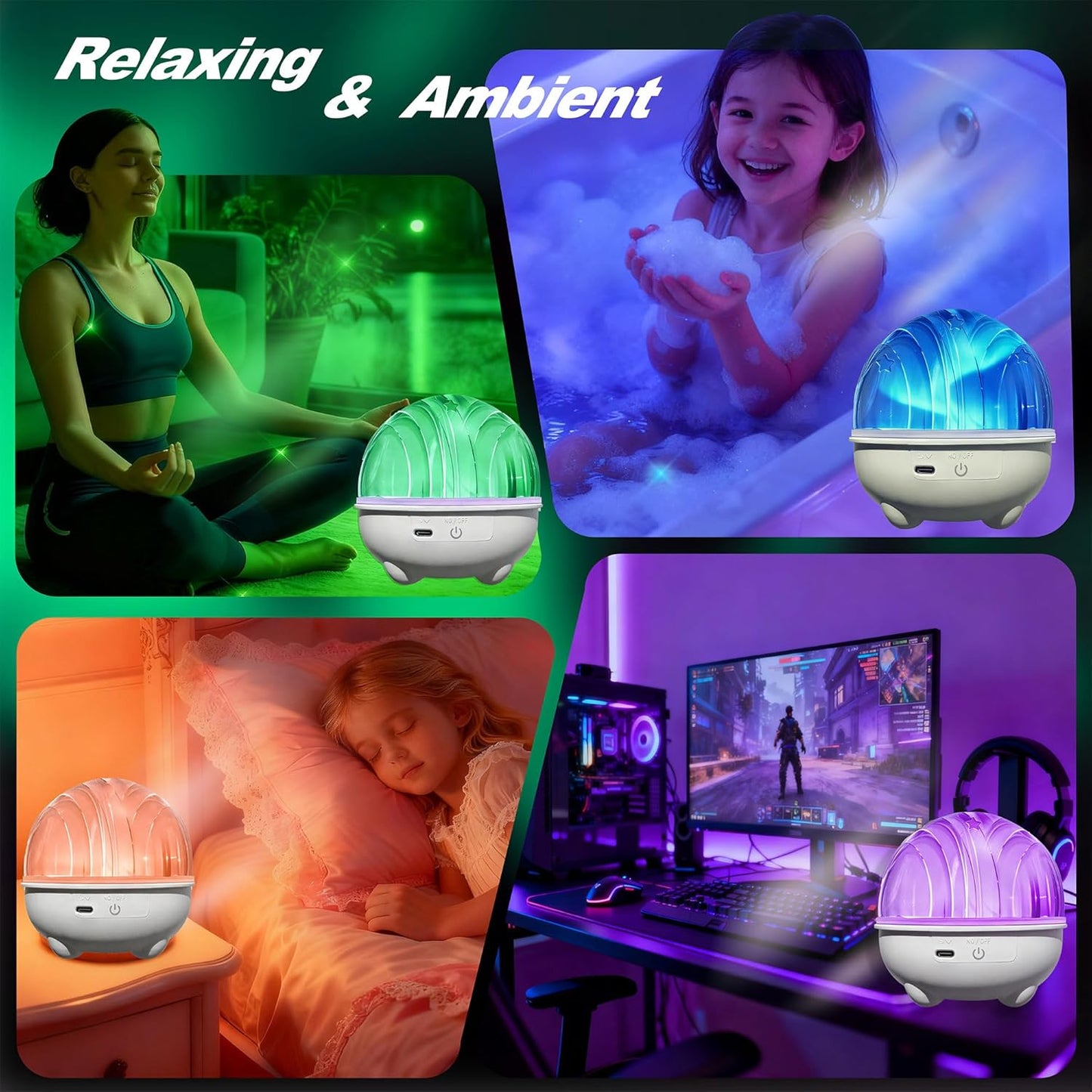 Rechargeable Northern Lights Projector, 16 Color Remote Aurora Galaxy Projector for Kids Teen Girl Gift, Rotating Dimmable Ocean Shower Lamp Mood Lighting for Room Bedroom Bathroom