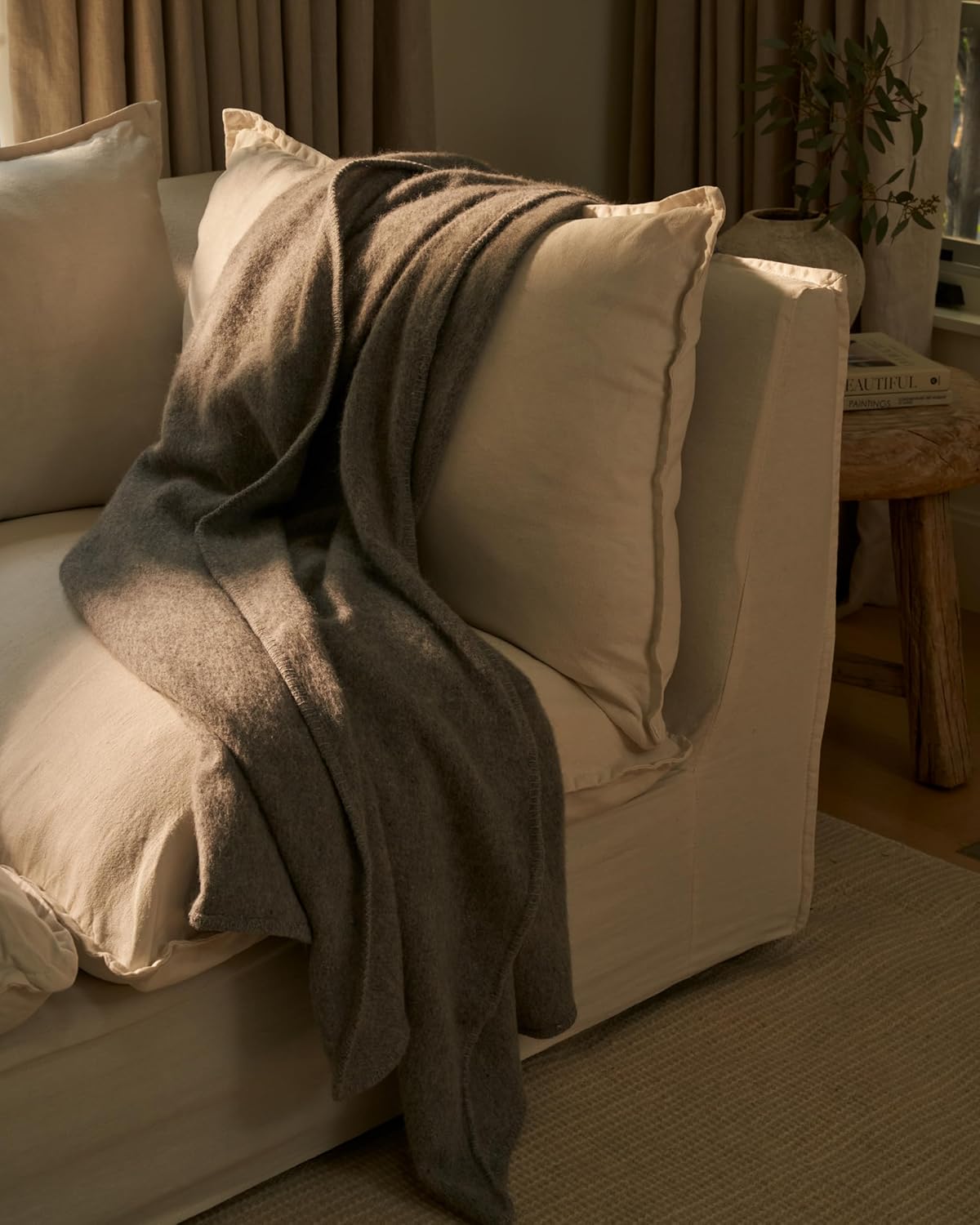 UnHide Knit Alpaca Blanket - 60" x 80" Ultra-Soft & Lightweight Throw - Made with Alpaca & Merino Wool - Sustainable & Ethically Sourced - Snow White