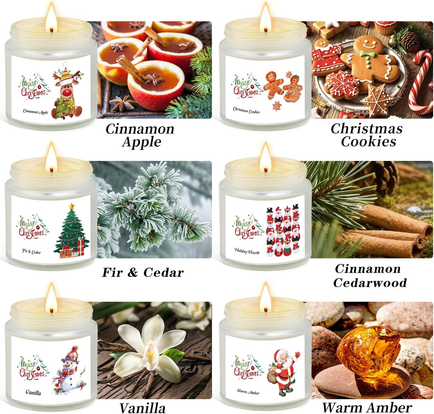 Christmas Scented Candles for Home, 6 Pack Soy Set, 21 oz Jar, Perfect Gifts for Women/Coworker/Girlfriend/Friends