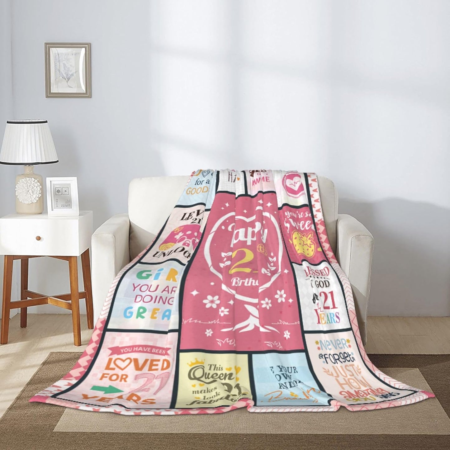 21st Birthday Gifts for Her, 21st Birthday Gifts for Women, 21 Year Old Bday Gift for Her, Bday Gift for 21 Year Old Female Ladies, Best Decorations Present for Women Throw Blanket 50"X60"