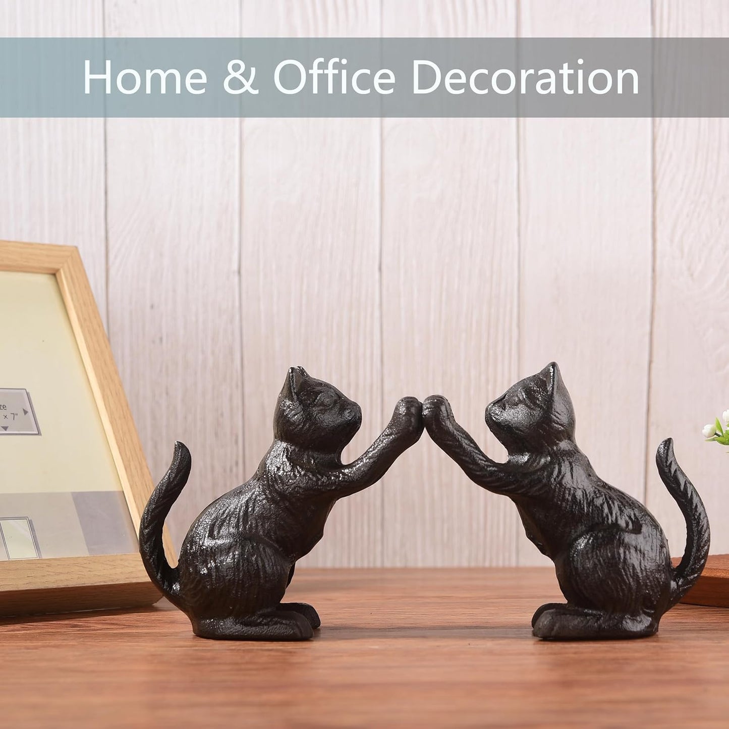 Book Ends for Shelves Decorative, Cast Iron Heavy Duty Bookends for Heavy Book, Unique Cute Cat Bookend for Home/Office Decor, Antique Classic Black 2PCS