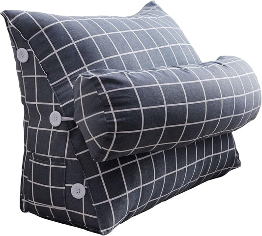 Wedge Pillow for Sleeping After Surgery Reading Pillows for Sitting in Bed for Adult Washable Cover Back Cushion for Couch Lumbar with Neck Support (Color : 01, Size : 45 x 22 x 50 cm)