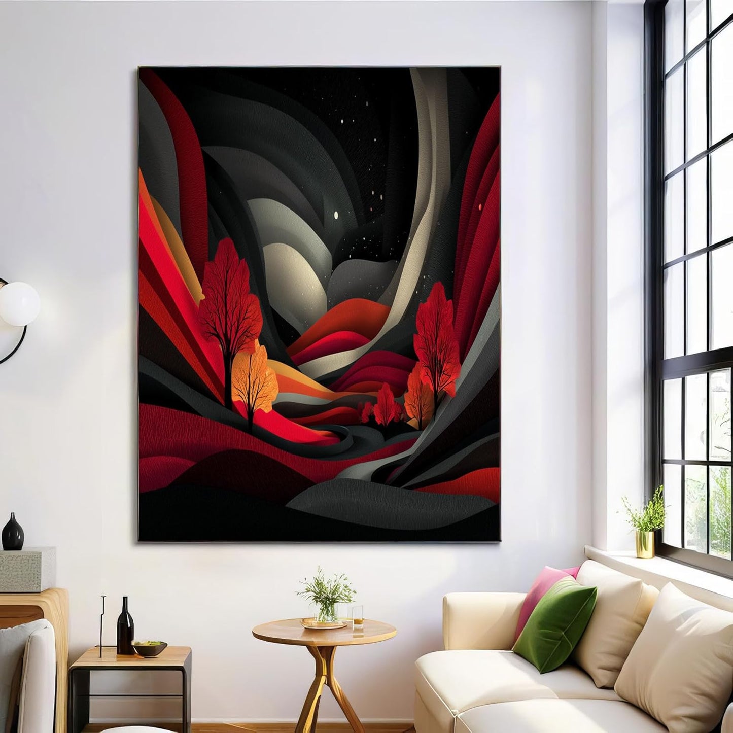 GDJSMIN Abstract Art Style Wall Art, Geometric Wave Pattern Poster for Reading Room Living Room Decor 12x 16 inch Unframed